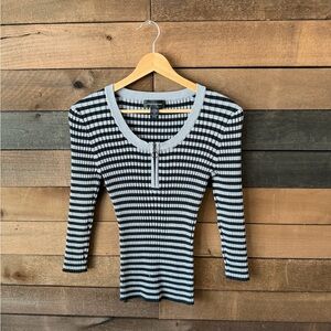 Y2K Ribbed Zip Cable & Gauge Black Gray Knit Top Fitted M